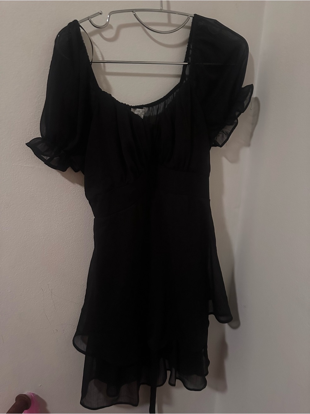 Marshalls Black Mini Dress with Puff Sleeves